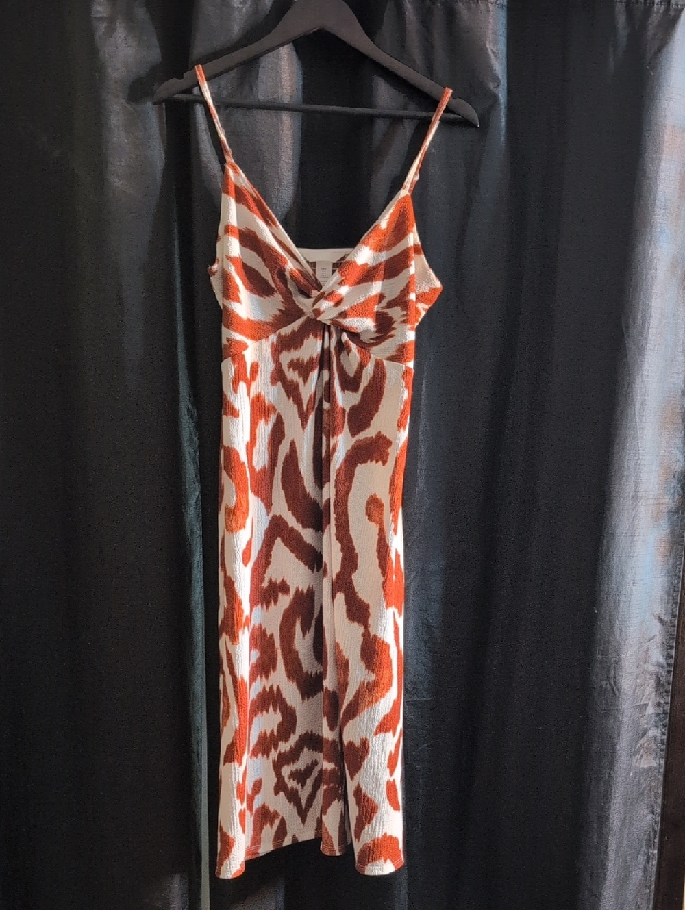 H&M Rust and White Patterned Slip Dress